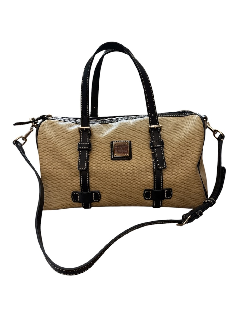Authentic Dooney & Bourke Panama Grasscloth Barrel Bag